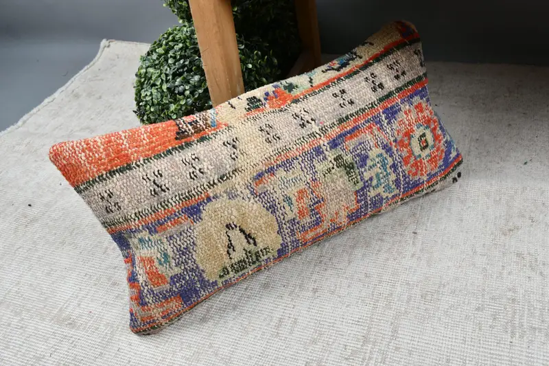 12x24 Blue Pillow Cover, Hippie Throw Pillow Case, Ethnical Kilim Rug Pillow, Vintage Kilim Throw Pillow, Pillow, Home Decor Pillow - 7