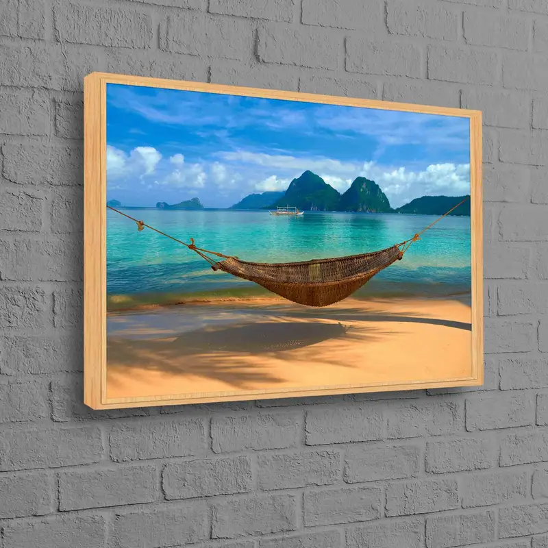 Lienzo elegante con paisaje marino: arte impreso con vista a la playa