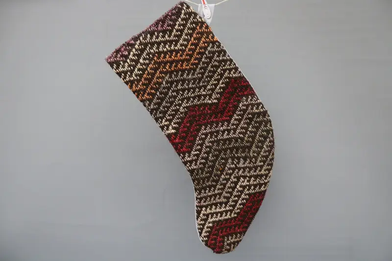 Kırmızı ve Kahverengi Noel Süsleri Çorap, 9 İnç Geniş Tatil Dekoru