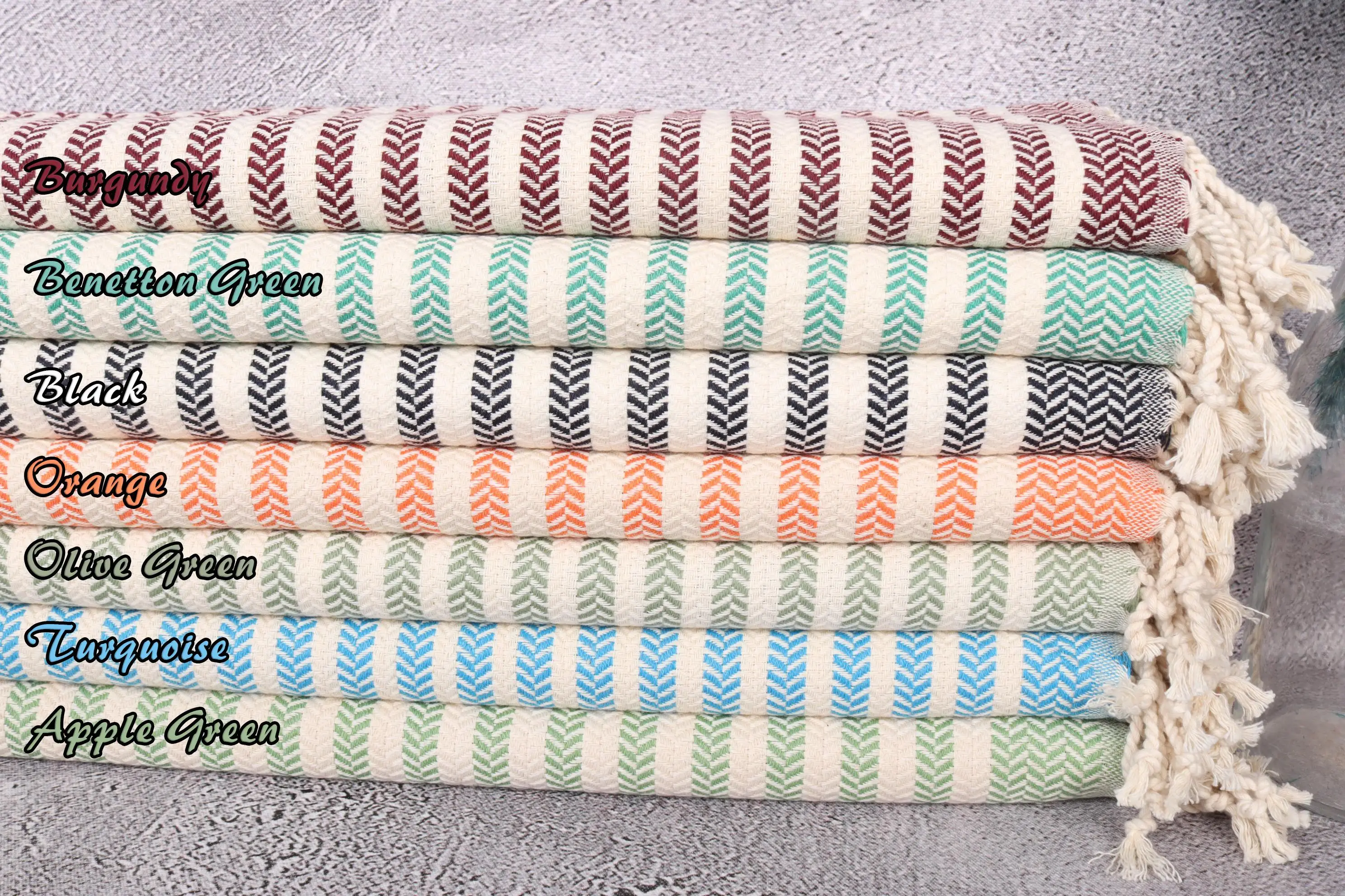 Cotton Tea Towel Chevron Hand Towel, 16x40 Inches, Organic Recycled - 1