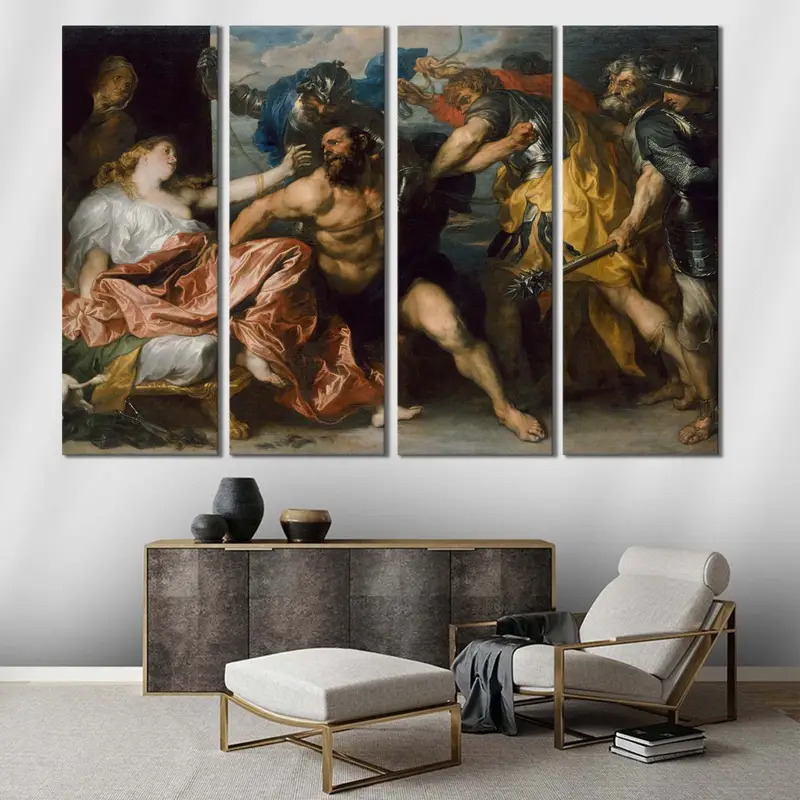 Samson ve Delilah resim, van dyck sanatı, vintage poster, duvar dekor sanatı, büyük tuval sanatı, Anthony van dyck, samson duvar sanatı, delilah sanatı, - 1