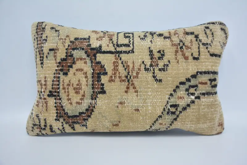 Colorful Cushion, One Of A Kind Pillow, Pillow Sham, Kilim Pillow Cover, Boho Pillow, Handmade Kilim Cushion, 12x20 Beige Pillow Cover - 1