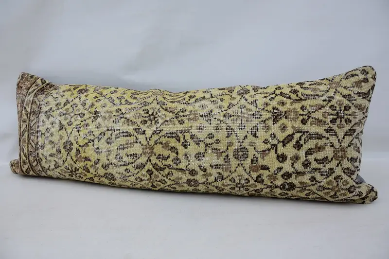 Cushion, Turkish Rugs Cushion Case, 16x48 Beige Pillow Sham, Pillow for Sofa, Vintage Pillow, Neutral Throw Pillow, Handmade Kilim Cushion - 5