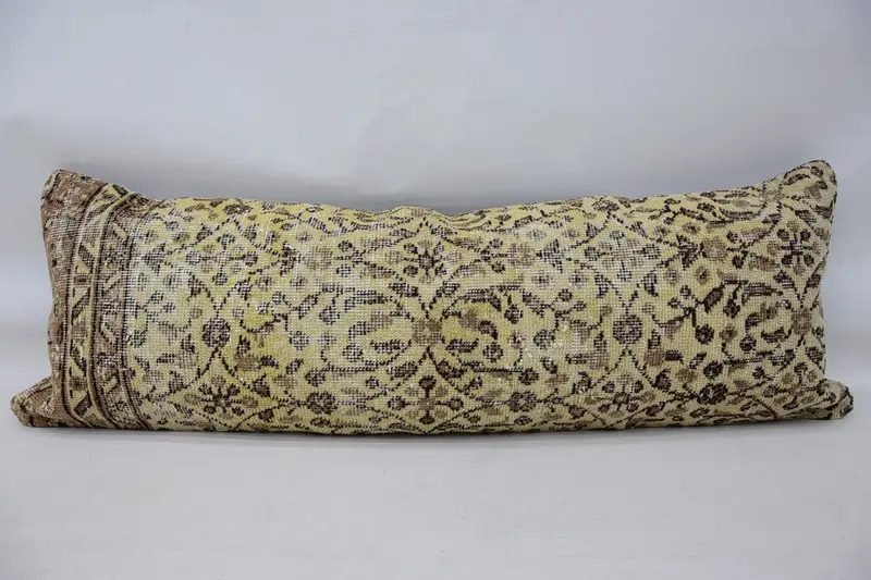 Cushion, Turkish Rugs Cushion Case, 16x48 Beige Pillow Sham, Pillow for Sofa, Vintage Pillow, Neutral Throw Pillow, Handmade Kilim Cushion - 4