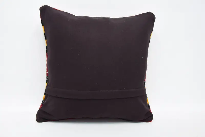 Cushion, 18x18 Red Cushion, Turkish Bench Pillow, Patio Pillow, Kilim Pillow, Handmade Kilim Cushion, Boho Pillow Sham Cover, Seat Pillow Cover - 6