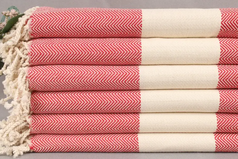 Beach Towel Monogrammed Turkish Cotton Beige Chevron, 40x71 Inches