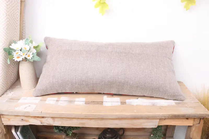 Cushion Cover, Decorative Pillow Cover, Kilim Pillow, 12x24 Red Cushion, Hippie Throw Cushion Cover, Interior Designer Pillow, Pillow for Sofa - 7