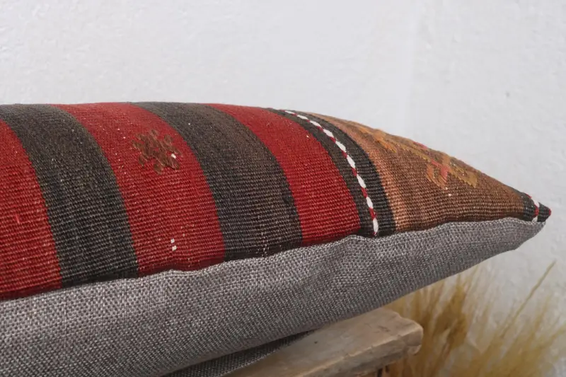 Cushion Cover, Decorative Pillow Cover, Kilim Pillow, 12x24 Red Cushion, Hippie Throw Cushion Cover, Interior Designer Pillow, Pillow for Sofa - 6