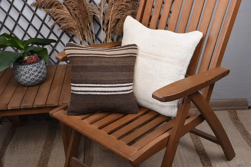 Ethnic Throw Pillow Case, Interior Designer Pillow, Pillow Cover, Natural Cushion Cover, Turkish Pillow, 12x12 Brown Pillow Cover, Antique Pillows - 1