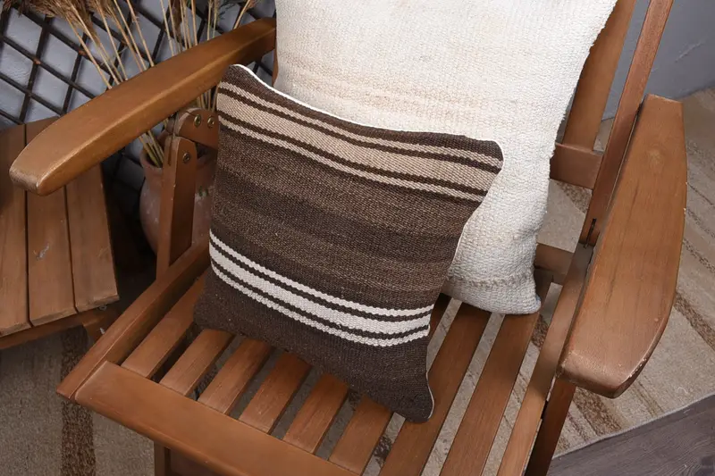 Ethnic Throw Pillow Case, Interior Designer Pillow, Pillow Cover, Natural Cushion Cover, Turkish Pillow, 12x12 Brown Pillow Cover, Antique Pillows - 5