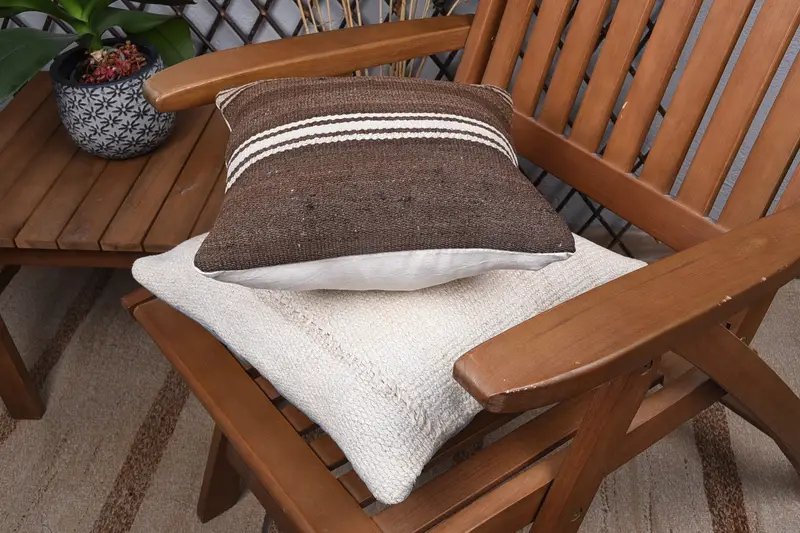 Ethnic Throw Pillow Case, Interior Designer Pillow, Pillow Cover, Natural Cushion Cover, Turkish Pillow, 12x12 Brown Pillow Cover, Antique Pillows - 4
