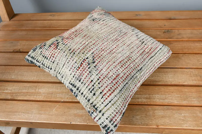Pillow Case, Ethnical Kilim Rug Pillow, Vintage Kilim Pillow, Luxury Pillow Case, 12x12 Beige Pillow Cover, Boho Pillow - 2