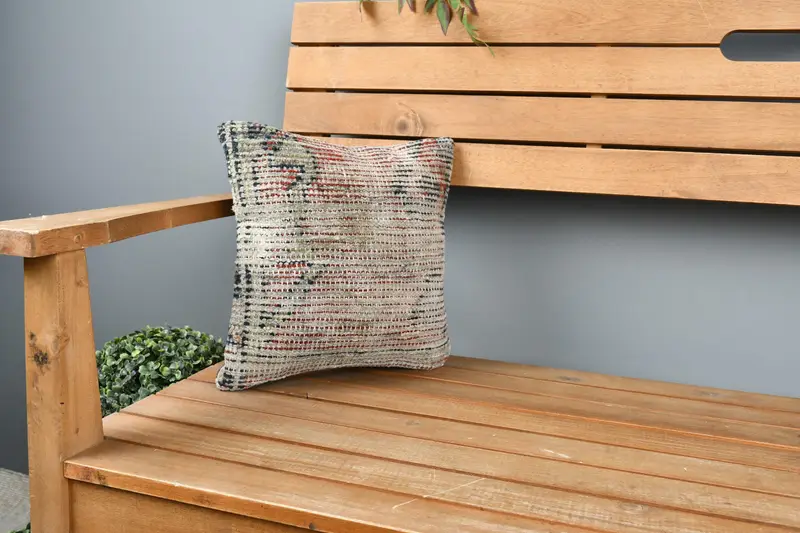 Pillow Case, Ethnical Kilim Rug Pillow, Vintage Kilim Pillow, Luxury Pillow Case, 12x12 Beige Pillow Cover, Boho Pillow - 1