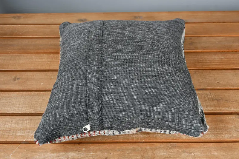 Pillow Case, Ethnical Kilim Rug Pillow, Vintage Kilim Pillow, Luxury Pillow Case, 12x12 Beige Pillow Cover, Boho Pillow - 5