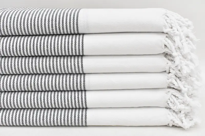 Bulk Order White Striped Dish Towel, Organic Cotton, 40x18 Inches