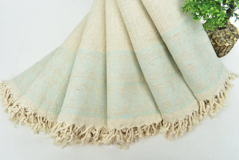 Beach Size Towel, 70x36 Linen Kilim Design Towel, Boyfriend Christmas Gift, Absorbent towel, Quick-dry towel, Monogram Turkish Towel, Organic Towel - 4