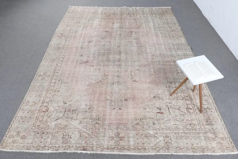 Handmade Pink Oriental Rug, 0.6x10.3 ft Elegant Decor