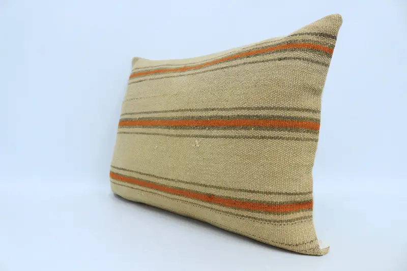 Vintage Kilim Pillow, Cushion Case, 20x28 Beige Pillow Case, Handmade Throw Cushion Cover, Kilim Pillow Cover, Turkish Kilim Pillow - 4