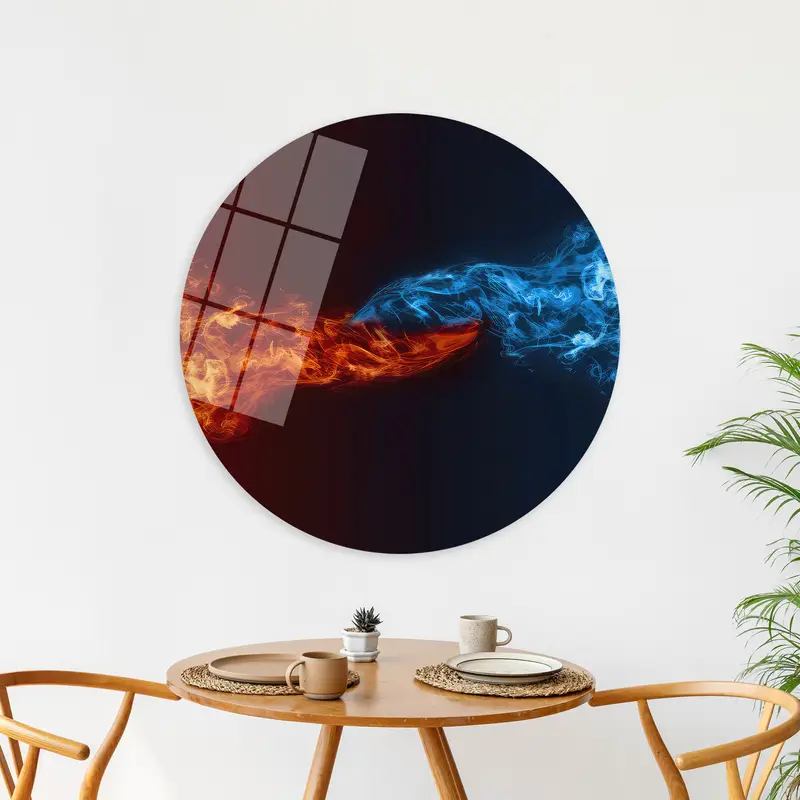 Elemental Canvas: Fire Vs Water War, Vibrant Printed Artwork