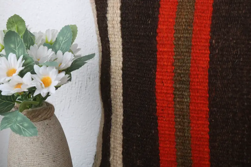 Turkish Kilim Pillow, Vintage Kilim Throw Pillow, 12x24 Brown Cushion Cover, Pillow Cover, Turkish Pillow, Ottoman Pillow Case - 3