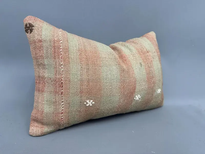 Home Decor Pillow, 12x20 Beige Cushion Case, Vintage Kilim Throw Pillow, Pillow, Interior Designer Pillow, Bolster Throw Pillow Sham - 2