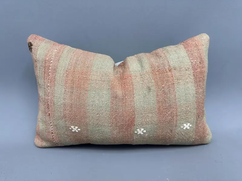 Home Decor Pillow, 12x20 Beige Cushion Case, Vintage Kilim Throw Pillow, Pillow, Interior Designer Pillow, Bolster Throw Pillow Sham - 1