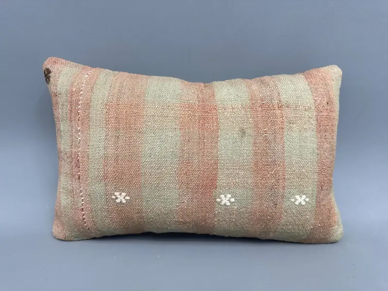 Home Decor Pillow, 12x20 Beige Cushion Case, Vintage Kilim Throw Pillow, Pillow, Interior Designer Pillow, Bolster Throw Pillow Sham - 4