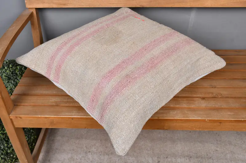 Pillow, Handwoven Pillow Case, 24x24 Beige Cushion Cover, Wholesale Pillow, Gift Pillow, Throw Kilim Pillow, Ethnical Kilim Rug Pillow - 2