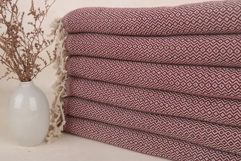 Monogrammed Beach Towel, Custom Turkish Cotton, Burgundy, 40x71 Inches