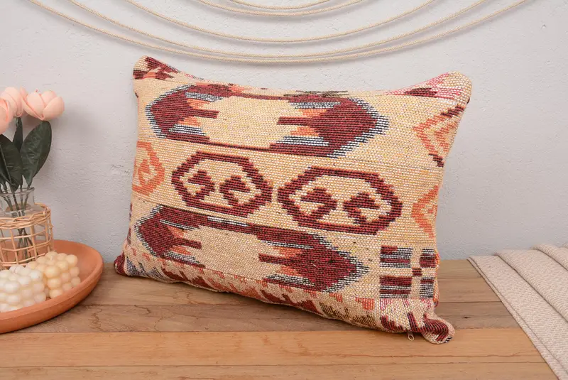Geometric Embroidered Pillow, 16x24 Inches Decorative Pillow - 5