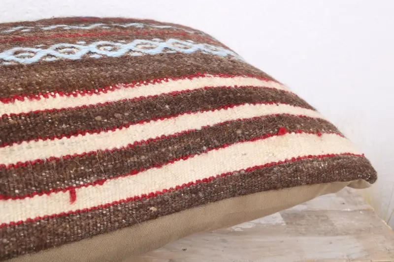 Pillow Case, 12x20 Brown Pillow Sham, Kilim Cushion Sham, Interior Designer Pillow, Kilim Pillow, Handwoven Pillow Cover Cushion - 6