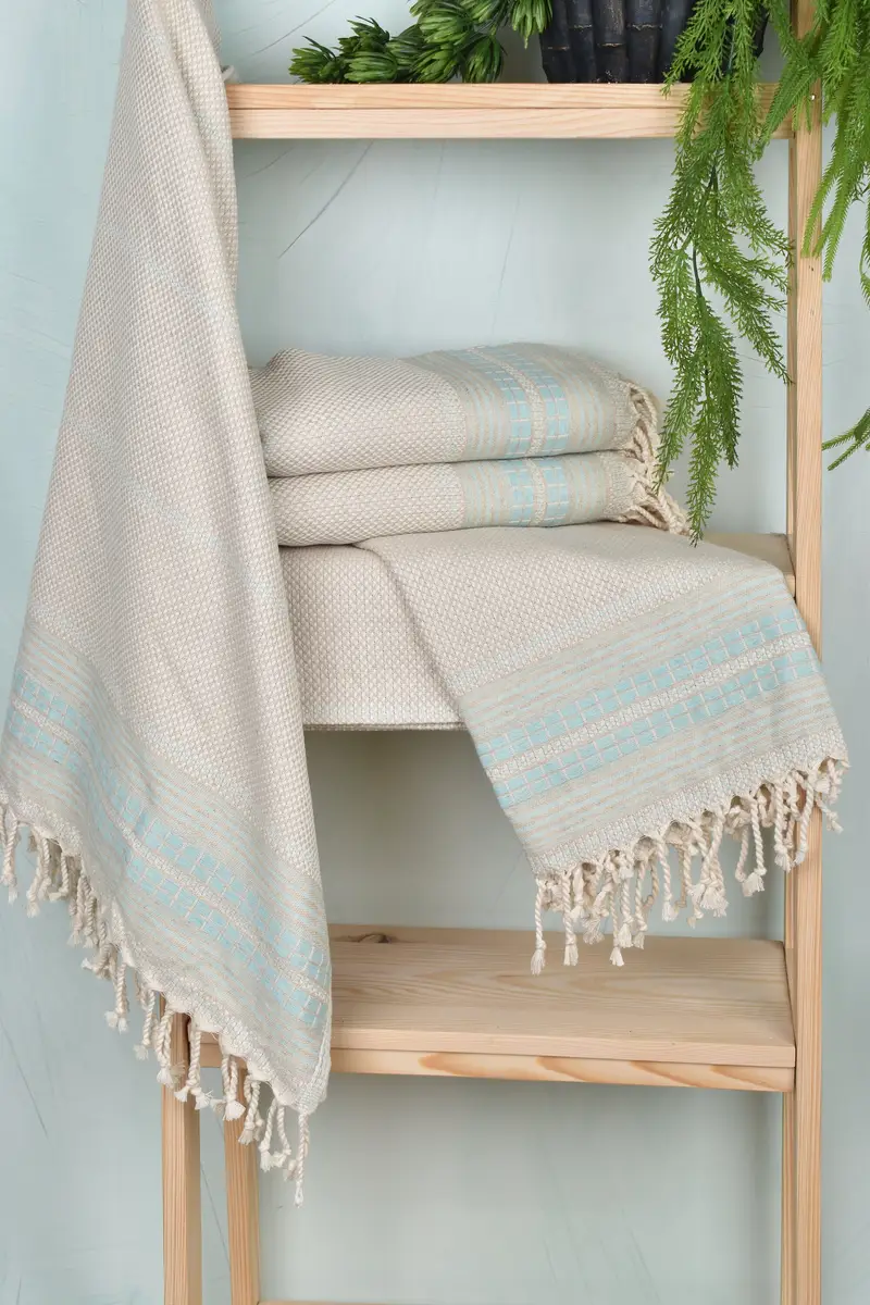 Handwoven organic Turkish towel for spa, 68x40 Linen Striped Towel, Housewarming Gift, Turkish bath towel, Gift For Coworker, Best Beach Towel - 6