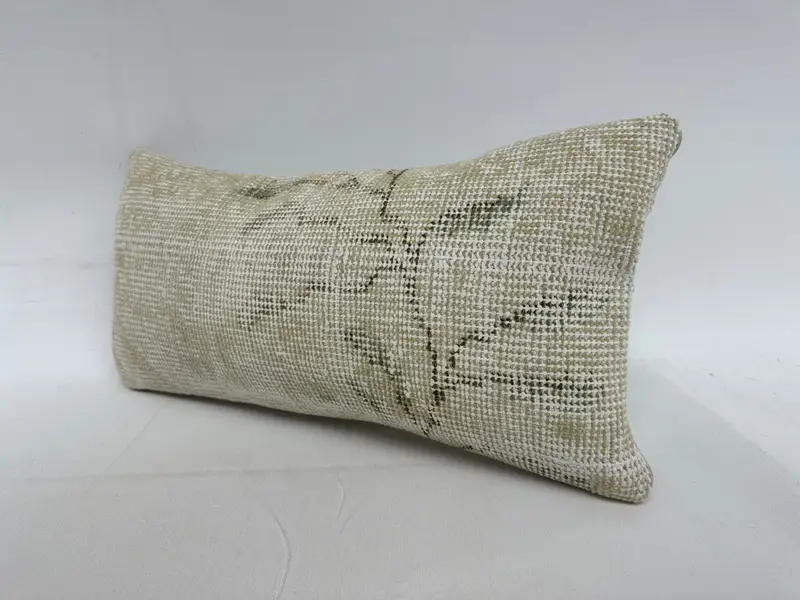 Pillow Cover, Turkish Pillow, Crochet Pattern Pillow Sham, 10x20 Beige Pillow Sham, Patio Pillow Case, Turkish Kilim Pillow, Throw Kilim Pillow - 3