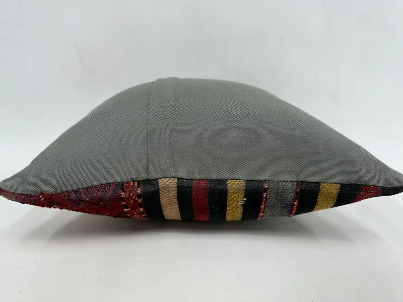 Pillow Case, Vintage Kilim Pillow, Boho Pillow, Living Room Throw Cushion, Armchair Pillow, 18x18 Red Cushion Cover, Turkish Kilim Pillow - 7