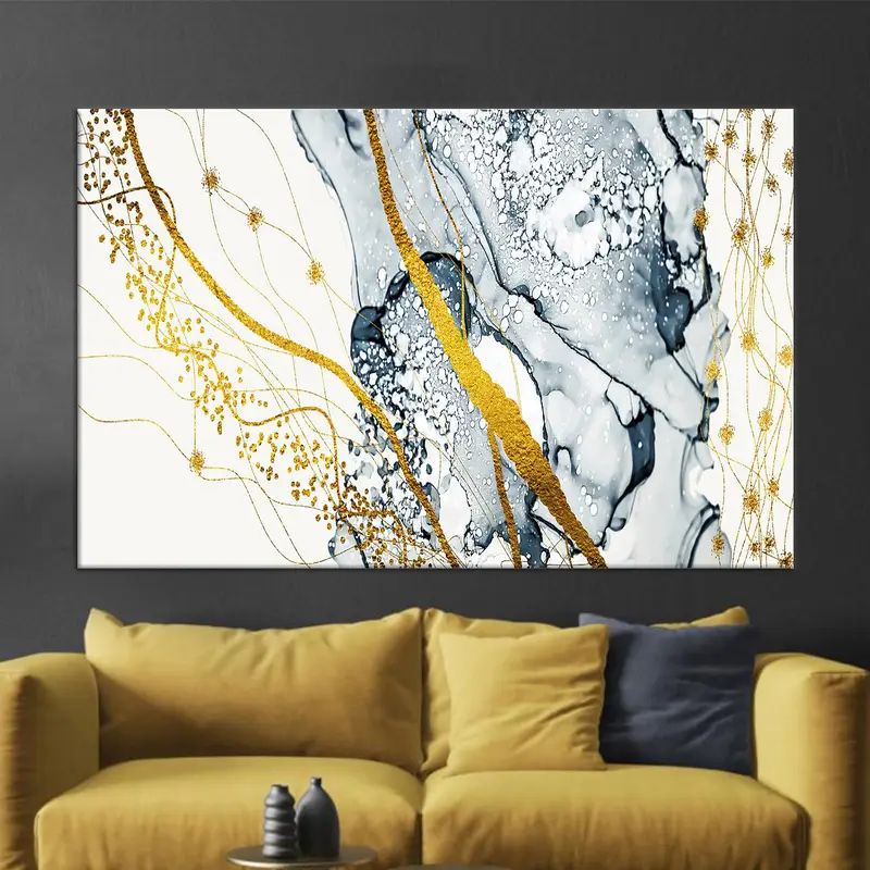 Elegant Gold Marble Printed Canvas: Contemporary Luxury Decor