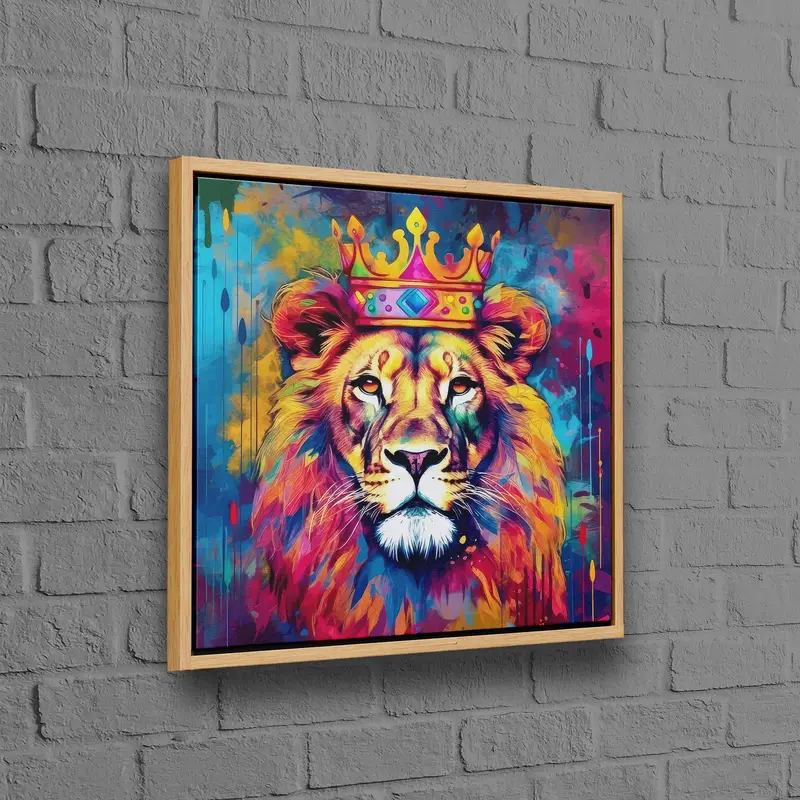 Lienzo de león colorido moderno: arte abstracto para tu espacio