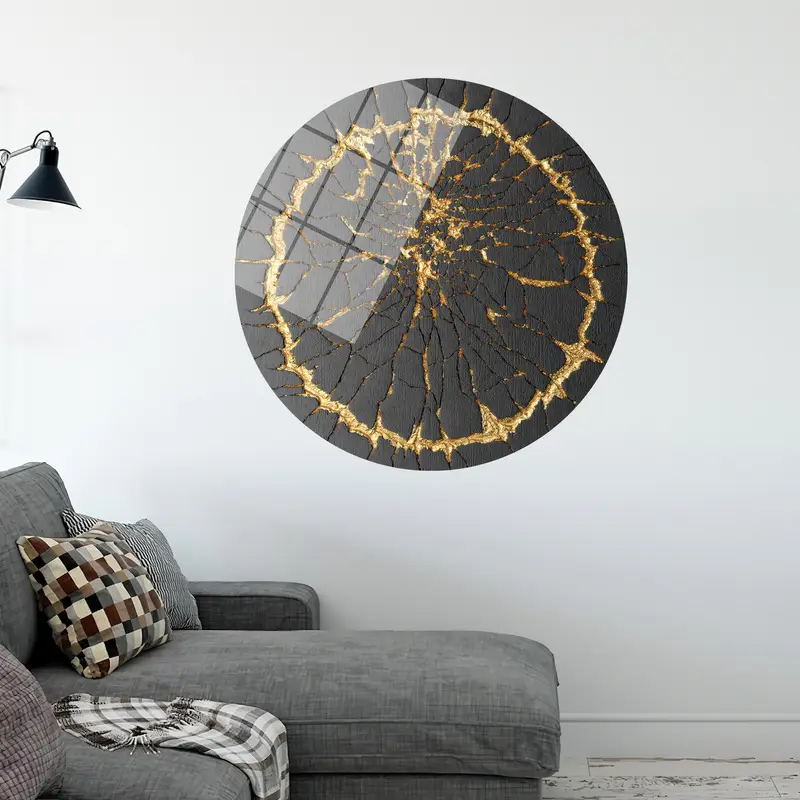 Luxury Kintsugi Black & Gold Printed Canvas - Contemporary Art