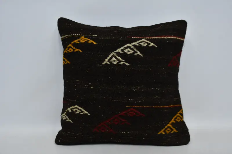 Turkish Rugs Cushion Case, Throw Kilim Pillow, Cushion Cover, 24x24 Brown Pillow Case, Interior Designer Pillow, Turkish Pillow - 1