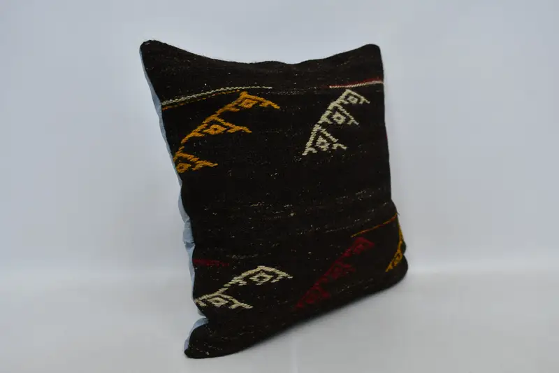 Turkish Rugs Cushion Case, Throw Kilim Pillow, Cushion Cover, 24x24 Brown Pillow Case, Interior Designer Pillow, Turkish Pillow - 3