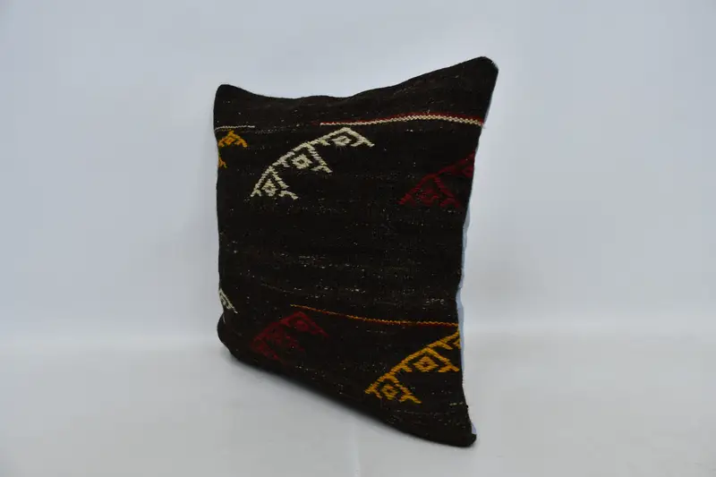 Turkish Rugs Cushion Case, Throw Kilim Pillow, Cushion Cover, 24x24 Brown Pillow Case, Interior Designer Pillow, Turkish Pillow - 4