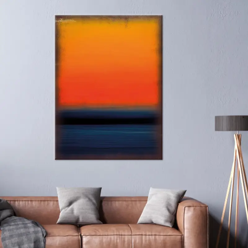 Moderne abstrakte Leinwand: Sanfte Töne, luxuriöses Orange, Rothko-inspiriert
