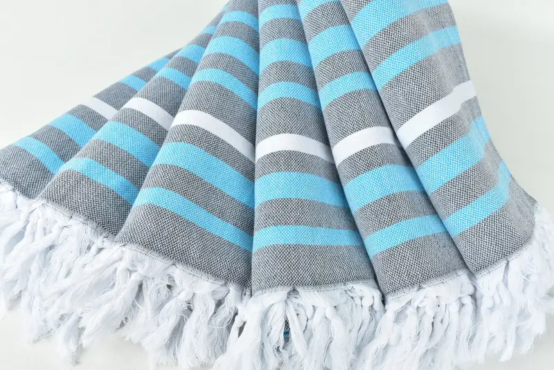 Housewarming Gift, Sand-free towel, 70x40 Cotton Striped Towel, Turkish fouta towel for outdoor use, Turkish beach towel, Personalised Gift - 4