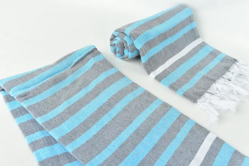 Housewarming Gift, Sand-free towel, 70x40 Cotton Striped Towel, Turkish fouta towel for outdoor use, Turkish beach towel, Personalised Gift - 7