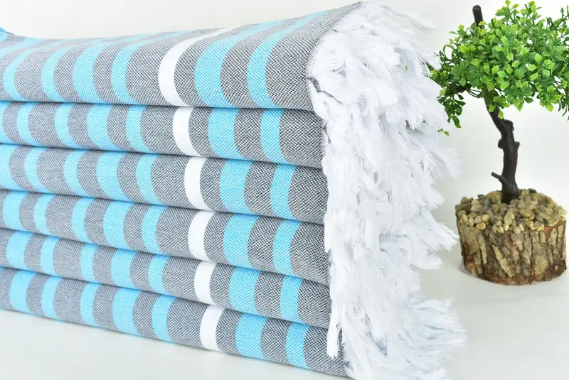 Housewarming Gift, Sand-free towel, 70x40 Cotton Striped Towel, Turkish fouta towel for outdoor use, Turkish beach towel, Personalised Gift - 3