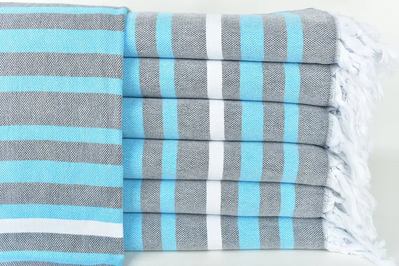 Housewarming Gift, Sand-free towel, 70x40 Cotton Striped Towel, Turkish fouta towel for outdoor use, Turkish beach towel, Personalised Gift - 1