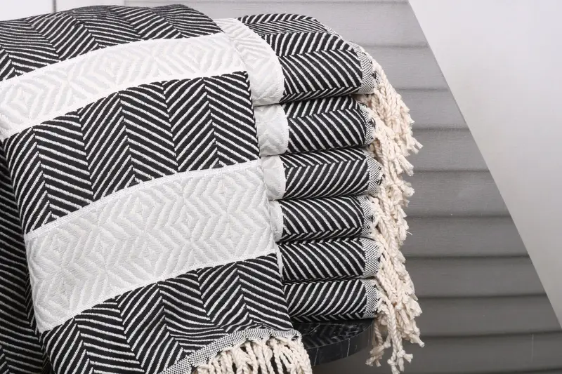 Custom Wedding Towel Monogrammed Turkish Cotton Black-Gray, 40x71 Inches