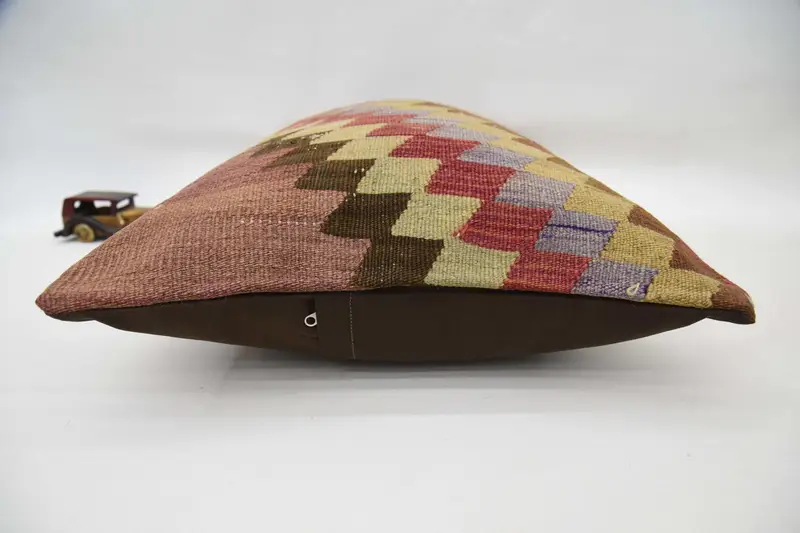 Toss Pillow Case, Vintage Pillow, Wool Kilim Pillow Cushion Case, Pillow for Sofa, Pillow Sham, 20x28 Pink Cushion, Ethnical Kilim Rug Pillow - 6