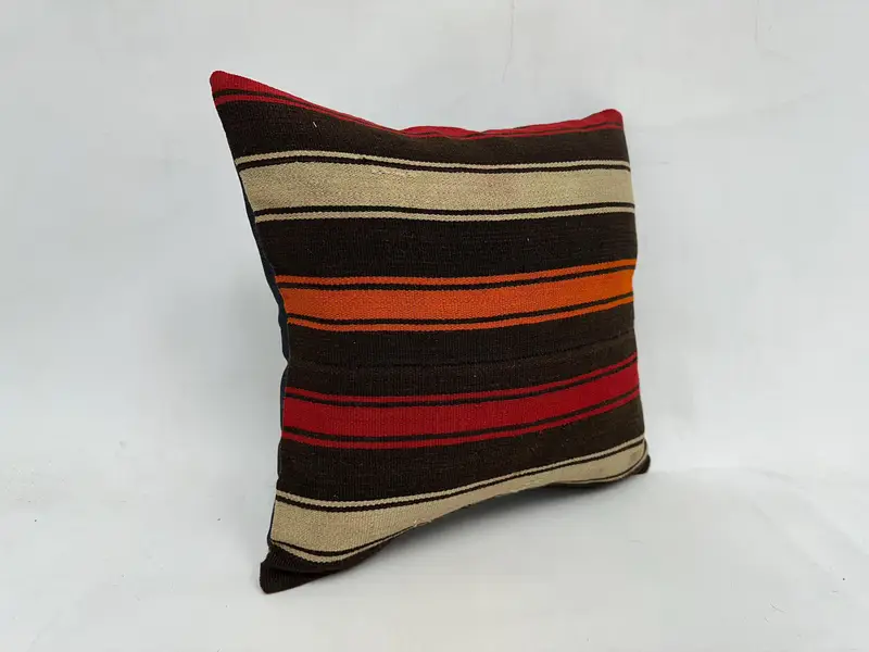 Cushion Cover, 20x20 Red Pillow Sham, Handmade Rug Seat Cushion, Kilim Pillow Cover, Ethnical Kilim Rug Pillow, Vintage Pillow - 3