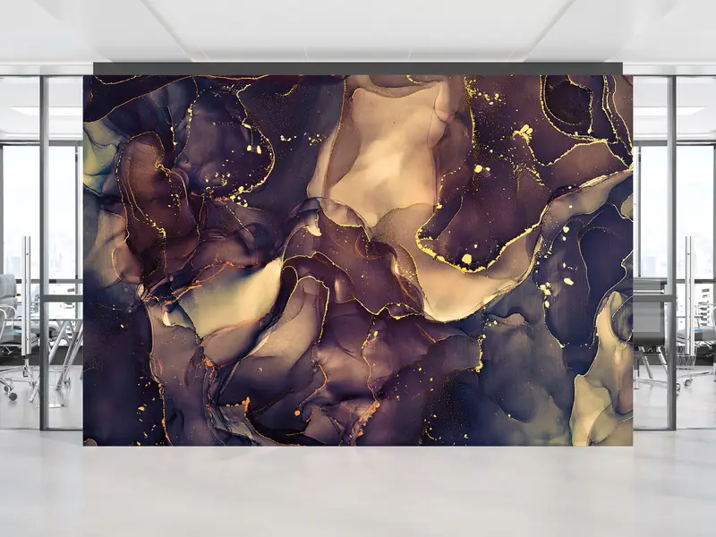 Pırıltılı Kahverengi Mermer Lüks Altın Mermer Baskılı Duvar Kağıdı