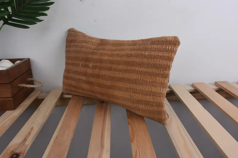 Ethnical Kilim Rug Pillow, Pillow Case, Kilim Cushion Sham, 8x16 Orange Cushion Cover, Vintage Kilim Pillow, Ottoman Pillow Cover - 5